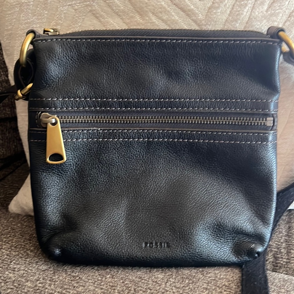 Fossil Black Leather Crossbody Bag